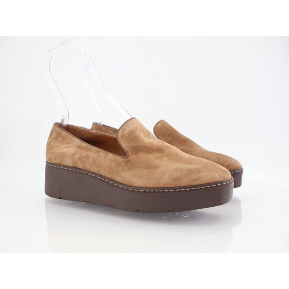 Donald Pliner Witty Leather Loafer Size 10 M Brown Platform Suede Slip On Shoes - Picture 2 of 14